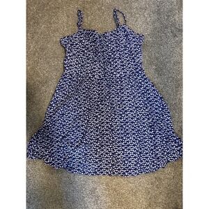 Express Sundress Womens Medium Blue Excellent Ditsy Floral Smocked Mini Dress